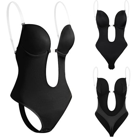 Kvinnors Plunge Rygglös Body Shaper BH (Svart), Bröllop Osynlig