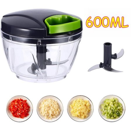600/1000ML Manual Onion Chopper and Garlic Chopper, Mixer for Meat and Vegetables