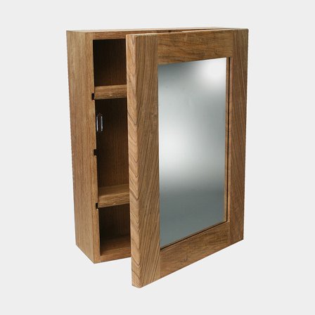 Badeværelsesskab teak Roca, med spejl, 28 x 11 x 38 cm