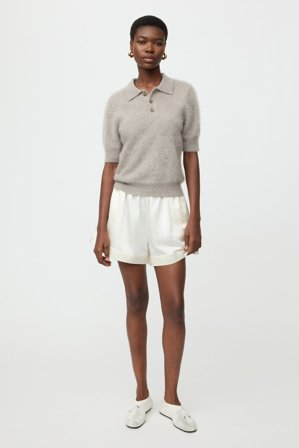 Soft Goat - Brushed pique - Women cashmere sweater - M - Greige