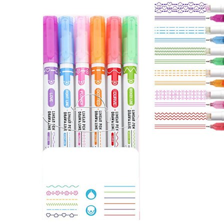 Curve Highlighter Pen Set, 6 kpl Flownwing Flair -kyniä 6 eri kaarevalla kärjellä, värilliset kaarevat kynät askartelukynät Scrapbook-lehdelle