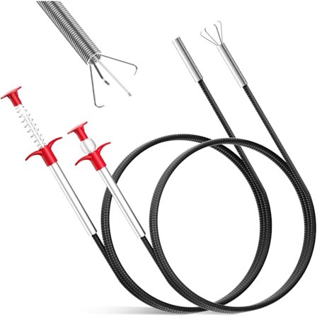 Setti, jossa 2 viemärinavaajaa, 200 cm / 90 cm putkimiehen viemärinavaaja, joustava kourapihdit, viemärinavaaja, teleskooppipihdit keittiöön, 