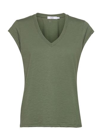 Cc Heart Basic V-Neck T-Shirt T-shirts & Tops Short-sleeved Grønn Coster Copenhagen*Betinget Tilbud