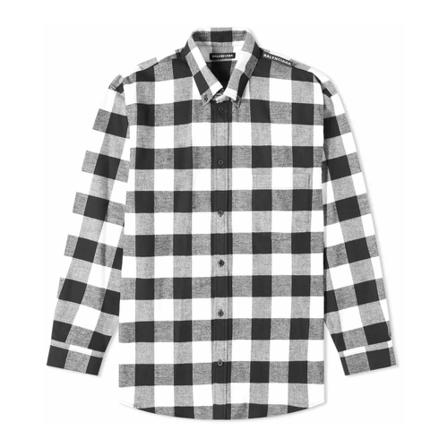 Balenciaga Checked Oversized Shirt , Zwart , Heren , Maat: M