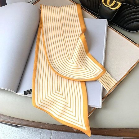 Liten Sidenhalsduk Dam Sjalar Omslag Lyxmärke Kontor Hår Hals Hijabs Foulard Hijab Randiga Tryckta Scarves Damer