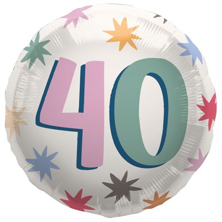 Rund Folieballong med Stjerner 40 år