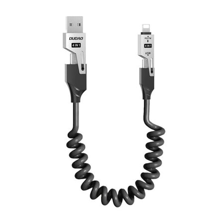 Dudao 4-i-1 USB-kabel - USB-A / USB-C til Lightning / USB-C - Sort