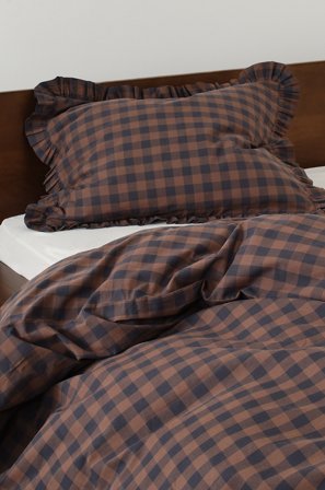 Jotex - Frill Putetrekk Med Volangen Økologisk 50x60 Cm Brun/svart - LAUREN - Kjøp Putevar hos Jotex