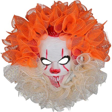 Halloween-kranser for inngangsdøren, Halloween-klovnekranse for vegg Halloween innendørs utendørs dekorasjon