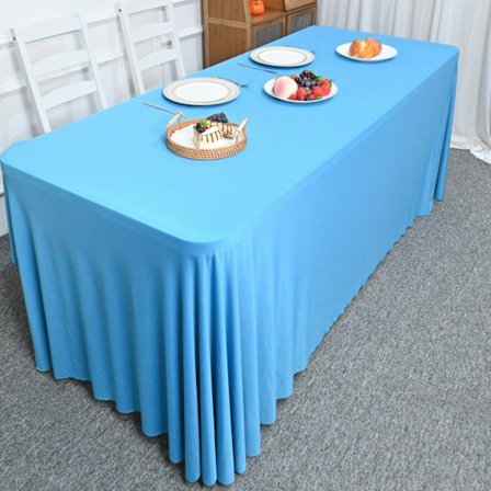 1 stk, Spandex dug, strækbar åben cover til bryllup, fest og banket, festdekoration tilbehør Lake Blue 8FT(76*243 Cm)
