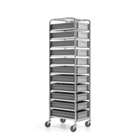 Complete tray trolley TRAM/AJ EURO, with 11 trays