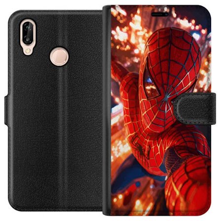 Yhteensopiva Lompakkokotelo Huawei Huawei P20 lite Spider Man intensiivisessä toiminnassa välkkyvien valojen ja dynaamisen perspektiivin kera elokuv