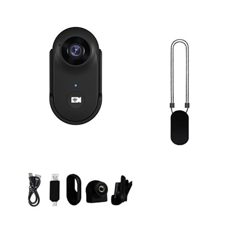 Sort A100+ Thumb Action Camera Magnetisk Kit - 1080P HD Lomme Vlog Cam Kompatibel med diverse enheder
