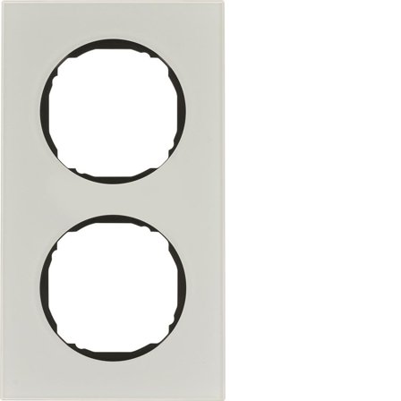 Hager 10122609 Täckram R.8, glas, vit 2-fack, Strömbrytare & vägguttag