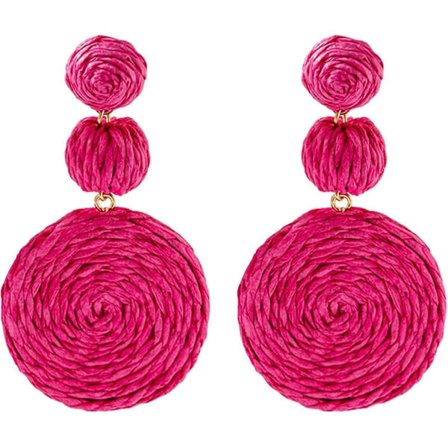 Blå Raffia Øreringe til Kvinder Store Statement Øreringe Neon Pink Hængeøreringe (FMY)