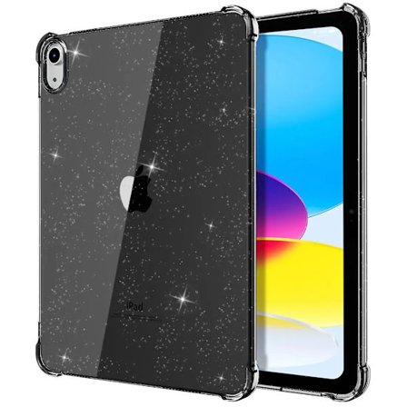 För iPad Air Mini Pro 8.3 9.7 10.2 10.9 11 11:e 10:e 9:e 8:e generationen, skimrande glittrande mjukt silikonskal med airbag