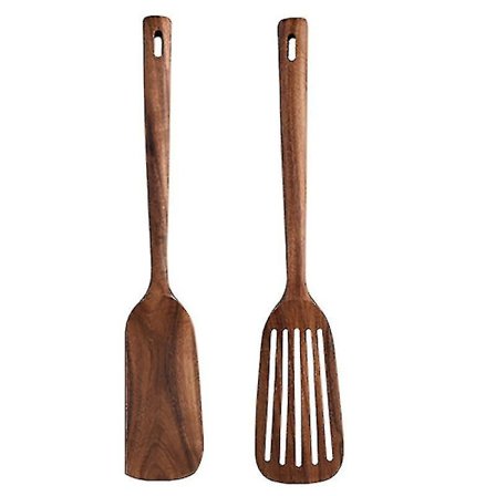 Træ Køkkenredskaber til Køkken, 2 Træskeer og Stegespade til Madlavning, Elegante, Brugte Køkkenredskaber