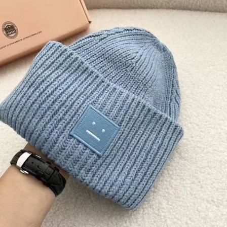 Ny enkel lue damehatt vinter kald og varm ullhatt Goros AC hatt for kvinner Mineralblå