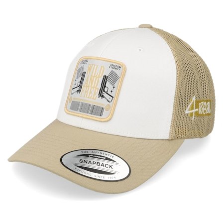 4REAL - Beige trucker Cap - Wild And Free Patch White/Khaki Trucker @ Hatstore
