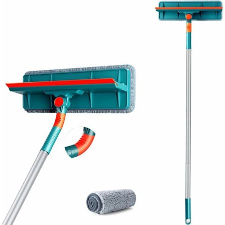 2 i 1 Professionelt Vinduesvasker Sæt, med Teleskophåndtag (Længde 1,35 m), Vinduesvasker til Indvendige Vinduer