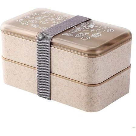 Matboks 2 Etasjer BPA-fri Med Gjenbrukbart Bestikk Japansk Stil Matbokser For Mikrobølgeovn Fryser Oppvaskmaskin Bento Matboks