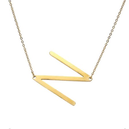 Halsband med stort initialhänge i guldpläterat rostfritt stål