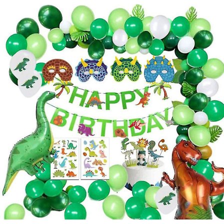 Dinosaur födelsedag dekoration Set, Grattis på födelsedagen krans och ballonger