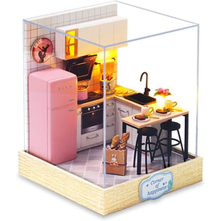 Miniatyrhus för nybörjare att bygga, DIY-hantverkshus-kit med möbelskydd och verktyg, kreativ presentidé