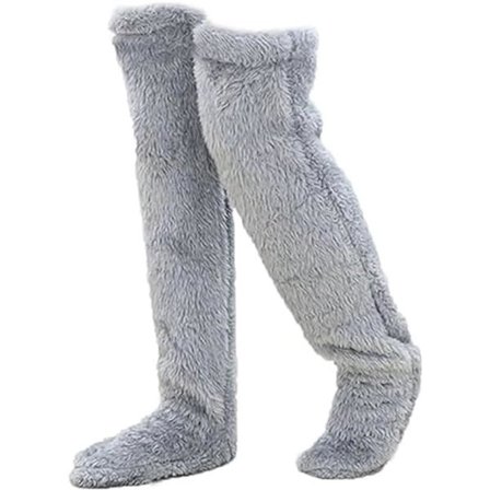 Teddy Legs Strømper, Hyggelige Strømper, Over Knee Høj Fuzzy Plys Tøffel Strømper, Varme Over Knee Fodtøj, Fuzzy Ben, Lange Fuzzy Strømper