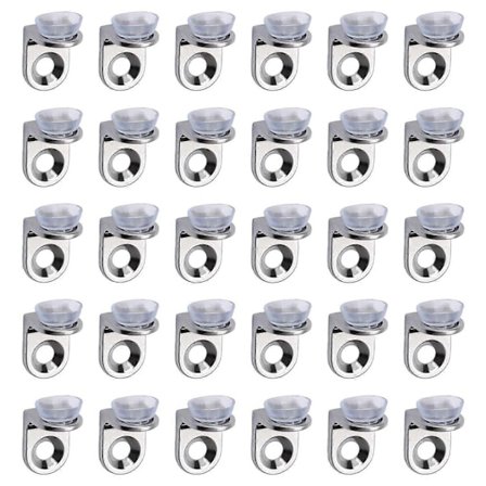 30 Stykker Glashylde Beslag med Sugekop Glashylde Støtte Retvinklede Fikseringsbeslag til Kitc-Perfet