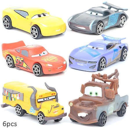 6 stk/sett Biler Lynet Mcqueen Barn Leker Samling Biler Figurer Mini Kake Topper Dekorasjon Gaver
