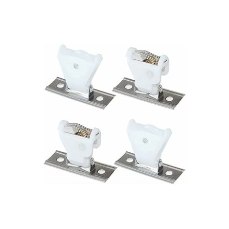 Pakke med hvit plast svingbar type snorlås mekanisme og snor retur trinse og rustfritt stål brakett for vevde tre romerske gardiner og bambus 