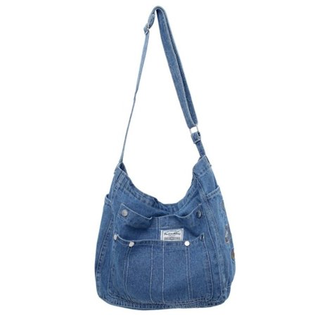 Denim skuldertasker Crossbody taske LYSEBLÅ