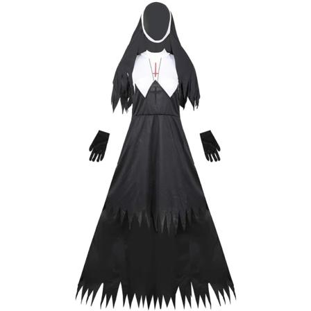 Galaxy Dräkt Pelottava Goottilainen Mekko Hupulla Naisille Miehille Karnevaali Robe Pastori Pappi Cosplay (M) m