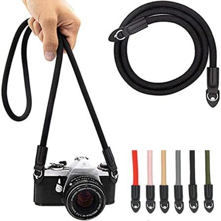 (Musta) Kameran hihna Vintage 100cm Nylon Kiipeilyköysi Kameran Kaula Olkahihna Mikro Yksi- ja DSLR-kameralle.