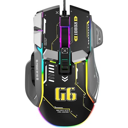 Ergonomisk Gaming Mus - Tilpasselig, Komfortabel og Præcisionsstyret, Ledningsforbundet RGB Gamer Mus med 10 Programmerbare Knapper
