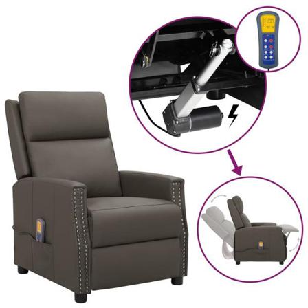 Vidaxl Massagefåtölj Med Uppresningshjälp Grå Konstläder Grå