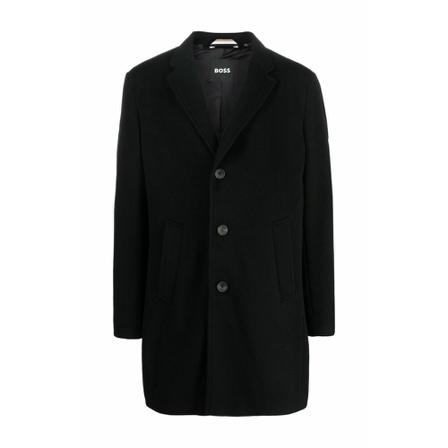 Hugo Boss Single-Breasted Coats Sort, Herre Uldfrakker