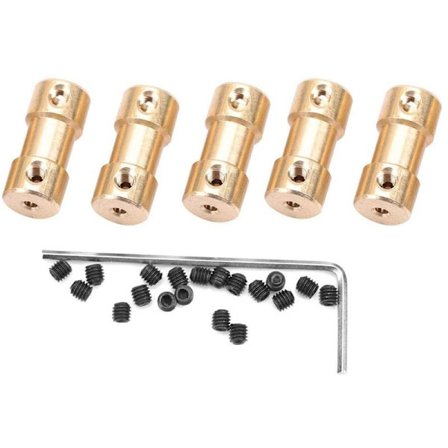 5 st motor koppling koppling nickelpläterad järn överföringsled adapter hylsa robot skeppsmodell (3 mm-4 mm)
