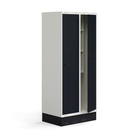 Skab til skoleelever ROZ, 2 moduler, 2 døre, inkl. bund, 1890x800x550 mm, antracitgrå