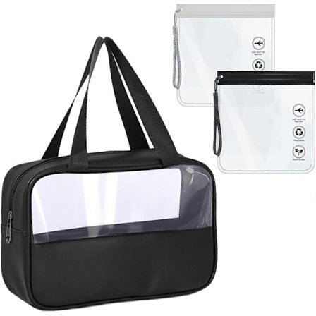 Transparent taske, rejse-toilet taske, 2 transparente toilet tasker 20 * 20 cm, flyvæske tasker, med lynlås, rejsetilbehør