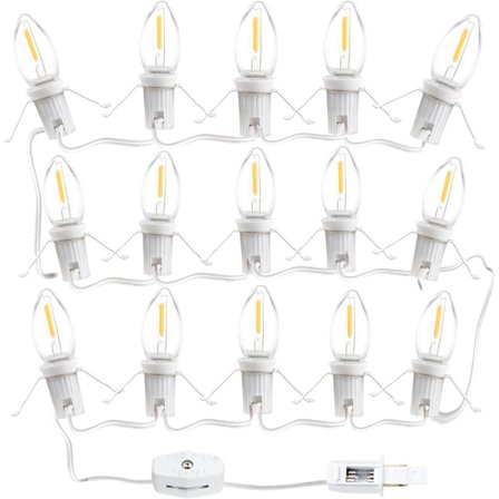 2025 Senaste Modell Julby Belysning 5,4 meter med C7 Vit Tillbehörssladd med 15 LED-lampor och Uttag Varmvit för Jul