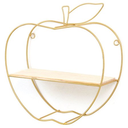 Nordisk enkel smidesjärn vägg hylla sovrum vägg dekoration förvaringsställ, guld