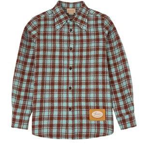 Kids - Gucci Branded Checked Shirt Brick/Azure 12 Years - Tops - 12 years - Blue
