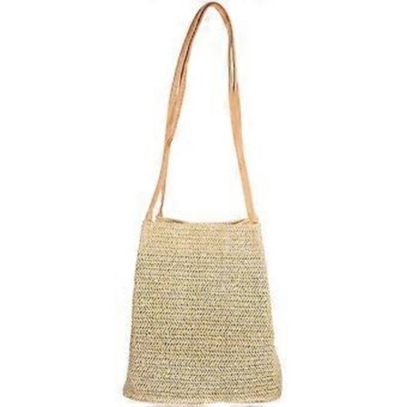 Stråvævet spandtaske enkel skulder afslappet strandtaske til kvinder damer piger