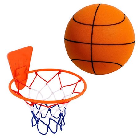 Handleshh Stille Basketball, Indendørs Stille Træningsbold Ubelagt Høj Elasticitet med Kurv