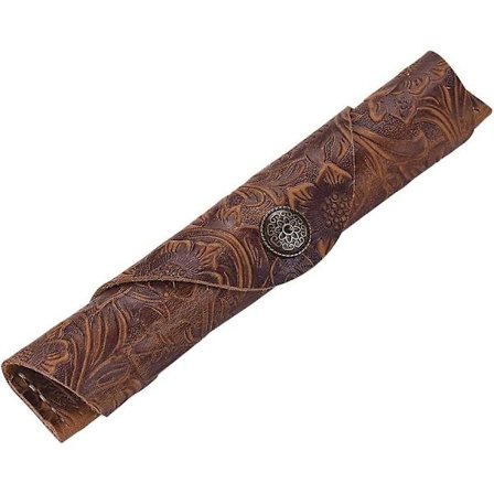 Vintage Håndlaget Lær Enkelt Penn Etui Holder Kuskinn Fyllepenn Sleeve Rull Wrap Penn Pung (brun utskåret)