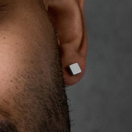 6 mm Vierkante Stud Oorbel voor mannen - Stud Oorbellen