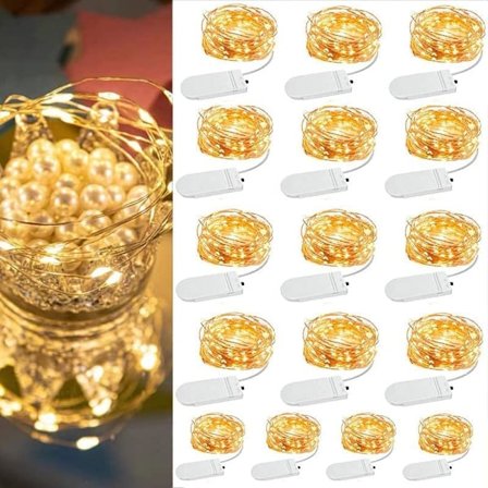 Batteridrevne Fe-lys, 10ft 30 LED 16 Pakke Lilla Mason Jar Lys, Vandtætte Sølvtråd Mini Lysstreng til Håndværk