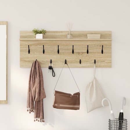 Väggmonterad Klädhängare med hylla Sonoma-ek 100 x 40 x 12 cm